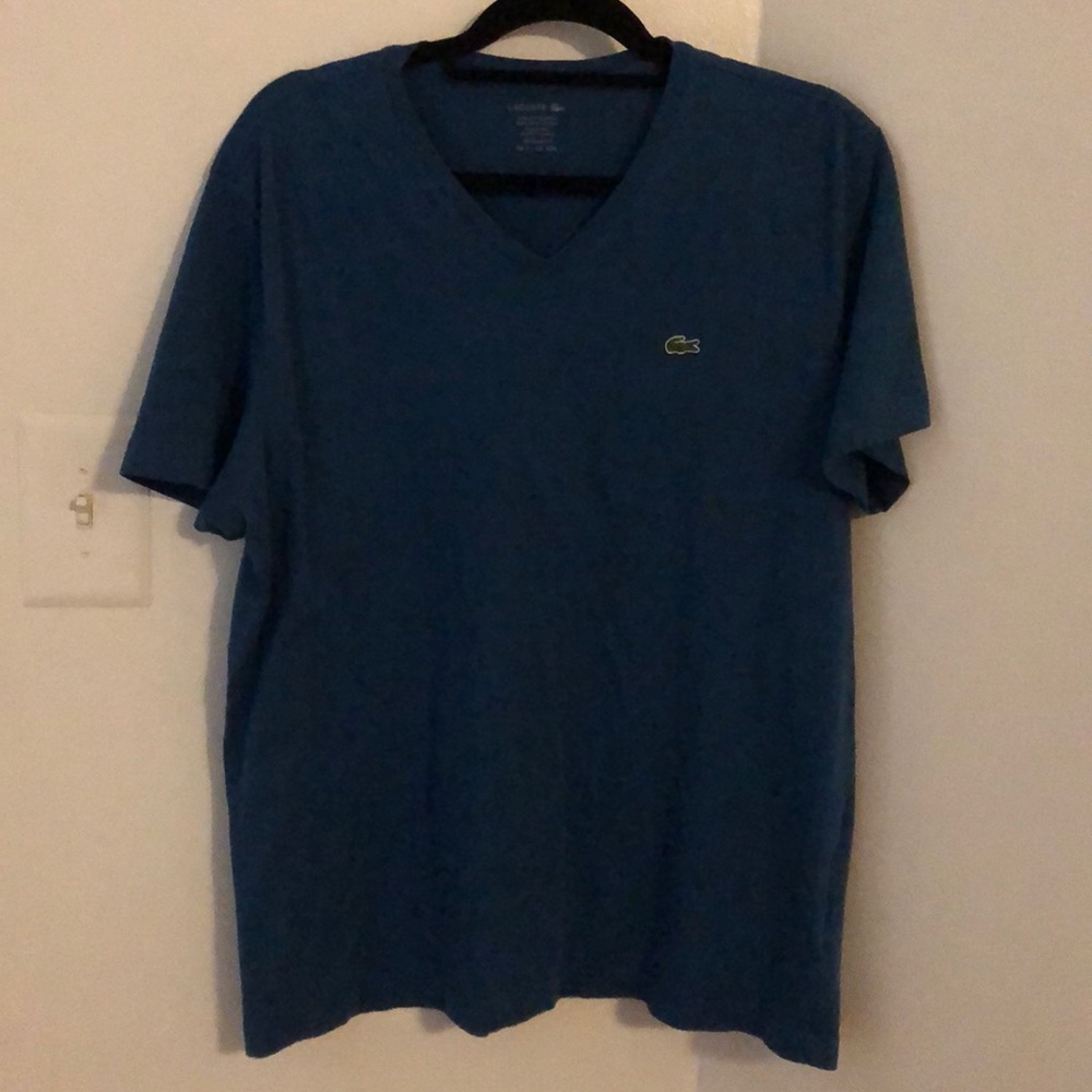 Lacoste V Neck Blue T Shirt XXL Pima Cotton